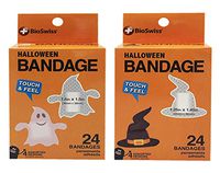 BioSwiss Novelty Bandages Halloween Pumpkin, Ghost, Witch, Spider 24 Count (2 Box)