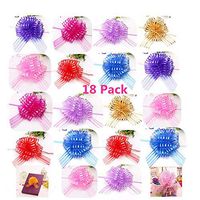 Elegant Gift Pull Bows for Birthdays Easter Christmas, 18 Pack 6" diameter Organza Yarn Pull Bows Gift Wrapping Wrap Ribbon Bow Wedding Car Decoration Centerpieces Gift (18 Pack mix color)