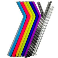 Silicone Straws And Stainless Steel Straws Mix Set, 6 Colorful Silicone Reusable Straws And 4 Stainless Steel Metal Straws With 2 Cleaning Brush For 20 Oz, 30 Oz Yeti Tumbler Rambler RTIC Ozark Trail