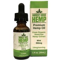 Hemp Oil Drops 350 by Harvest Grove Hemp - Made from Organic Hemp - Blended Hemp Extract - Fast Acting - Chronic Pain Relief - Healthier Sleep - Omega Fatty Acids for Heart Health (1oz/350mg Mint)