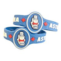 Kids Asthma Band, Kids Medical Wristband – Colorful Asthma Alert Bracelet, Latex Free Asthma Medical Alert for Kids Ages 2+ Asthma Awareness Bracelets Adjustable & Soft (2 Pack “Puffer”)