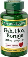 Nature's Bounty Fish, Flax, Borage 1200 mg Omega 3-6-9, 72 Softgels