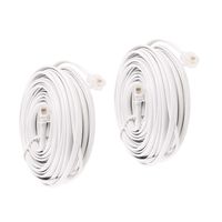 Uvital 25 Feet Telephone Landline Extension Cord Cable Line Wire with Standard RJ-11 6P4C Plugs(White 7.7M,2Pack)