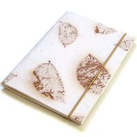 Natural Leaf Handmade Stationery 5x7 Blank Note Sketch Scratch Pad Book 40pp Natural Leaf Sketching Diary Journal (White)