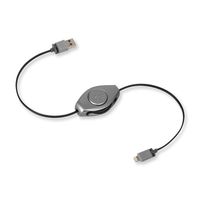 ReTrak Retractable Lightning Charger and Sync Cable iPod/iPhone, Space Gray (ETLTUSBSPGY)