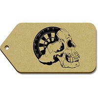 Azeeda 10 x Large 'Half Skull with Dartboard' Wooden Gift Tags (TG00012974)