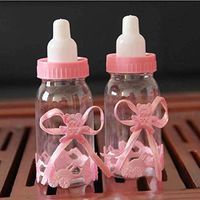 Fucung Baby Shower Baptism Christening Birthday Gift Party Favors Candy Box Bottle,Wedding Candy Bottle (Pink)