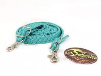 Southwestern Equine New Braided Barrel Racing Reins - Flat w/Easy Grip Knots 8ft (Turquoise with Snaps)