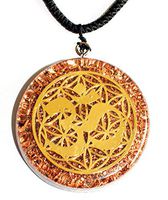 OM & Flower of Life Orgone Pendant Generator Energy Accumulator EMF protection 2.25 inch