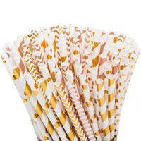 50pcs Premium Biodegradable Paper Straws for Juice, Cocktail, Smoothies, Party Supplies, Birthday, Wedding, Bridal/Baby Shower Decorations and Holiday Celebrations Striped Polka Dot Chevron (50)