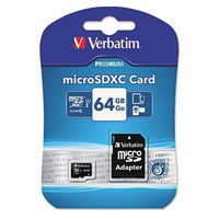 Verbatim VER44084 64GB Premium microSDXC Memory Card with Adapter, UHS-I Class 10