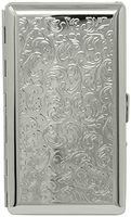 Silver Victorian Print (Half Pack 120s) Metal-Plated Cigarette Case & Stash Box with Mirror