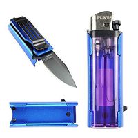 P.S Lighter Holder for Regular Lighters W/Opened Folding Knife, Pocket Knife. for Collection, Camping, Daily Carry