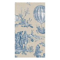 Caspari Montgolfiere Toile Paper Guest Towel Napkins in Blue, Four Packs of 15