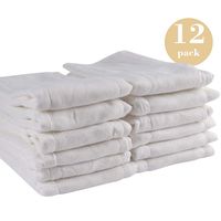 Fasoar Cloth Diapers Prefold 12 Pack - 100% Unbleached Premium Cotton, 3 Ply Baby Washable Diaper Covers for Babies to Toddlers Multi-Use (10-35 lbs)