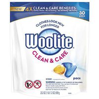 Woolite Clean & Care Pacs, Laundry Detergent Pacs, 30 Count, for Standard and HE Washers, Travel Laundry Packets