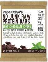 Papa Steve's No Junk Raw Vegan Protein Bars: Non GMO, Gluten Free, 100% Natural, Hand-Made Weekly - Mint Chocolate Chunk (Pack of 10)