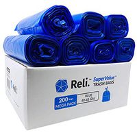 Reli. SuperValue 40-45 Gallon Recycling Bags (200 Count, Bulk) Blue Trash Bags for Recycling (40 Gallon - 42 Gallon - 45 Gallon Trash Bags) Large Garbage Bags/Can Liners 40-45 Gal, Blue