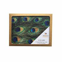 Blank Note Cards - Boxed Set of 15 - Stationery Gift Item - Office Business School Supplies (PEACOCK PRINT)