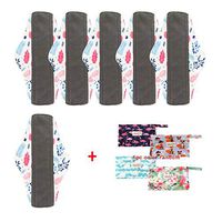 OHBABYKA Washable Reusable Bamboo Sanitary Napkins Pads for Women,Super-Absorbent, Soft and Comfortable (M, B-BW-5)