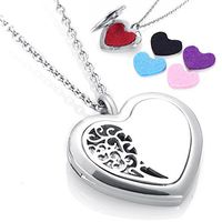 memorial jewelry Perfume Locket Diffuser Necklace 316L Stainless Steel Heart Locket 12pcs Oil Pad