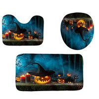 YAYUMI Halloween Festival 3pcs Non-Slip Bath Mat Bathroom U Shaped Non-Slip Shower Kitchen Carpet Doormats Decor