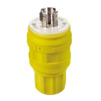 Leviton 26W81 20 Amp, 120/208 Volt- 3PY, Locking Plug, Industrial Grade, Grounding, Wetguard, Yellow