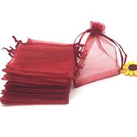 ANSLEY SHOP YIJUE 100pcs 4x6 Inches Drawstrings Organza Gift Candy Bags Wedding Favors Bags (Wine Red)