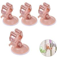 Exttlliy 4Pcs PP Broom Mop Holder Wall Mounted Broom Organization Suction Cup Storage Rack for Home Kitchen Bathroom (Pink)