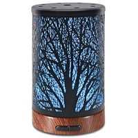 Metal Aromatherapy Ultrasonic Cool Mist Aroma Essential Oil Diffuser, Whisper Quiet Humidifier with Waterless Auto Shut-Off Protection and 7-Color Changed LED for Home Office YogaSPA100ml (Forest)