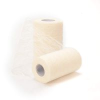 Haperlare 6 Inch x 25 Yards Vintage Ivory Lace Roll Lace Fabric Roll Lace Ribbon Netting Cream Ivory Fabric Tulle Rolls for Lace Table Runner Chair Sash DIY Wedding Party Bridal Shower Decorations