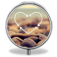 Compact 3 Compartment Medicine Case, IMLONE Customized Heart Shaped Pill Organizer Metal Pill Box Pill Container for Purse, Travelling and Daily Needs