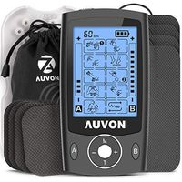 AUVON Dual Channel TENS Unit Muscle Stimulator Machine with 20 Modes, 2" and 2"x4" TENS Unit Electrode Pads (Black)