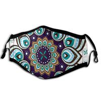 Mandala Boho Lotus Flower Stylized Head ShieldWashable Health for Allergies with Adjustable Earloop Black