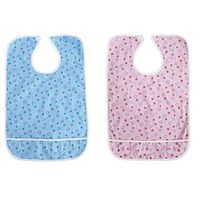 BIHIKI 2 PCS Adult Bib for Eating with Crumb Catcher,PVC Waterproof Clothing Protector,Stain Resistant Adult Aid Apron for Elderly Patient Senior,19.7"X31.5"