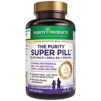 Purity Super Pill - Purity Products - Elite Multi + Krill Oil + Fish Oil - Vitamins + Minerals, CoQ10, Lutein - 6 Advanced Formulas in 1 Supports Healthy Brain, Joints, Heart + More - 90 Mini Softgels
