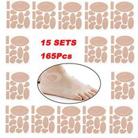 165 Pieces Moleskin for feet blisters Moleskin Tape Anti-wear Heels Stickers Blister Prevention Pads for shoes hiking 11 Shapes 15sets