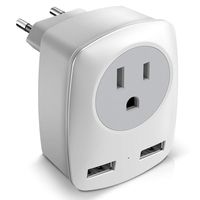 Travel Plug Adapter Power Outlet Converter - Europe to US Wall USB Charger for Most European Countries: Italy France German Greece Iceland - International Electric Adaptor for iPhone iPad (Type-C)