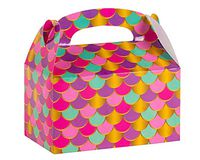 Blue Panda Mermaid Party Gable Goody Boxes for Favors and Treats (24 Pack)