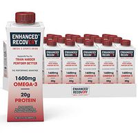 Enhanced Recovery Omega-3 Sports Drink for Athletes | Post Workout | Complete Muscle Recovery | Whey Protein, Collagen, Carnitine, Antioxidants | Gluten Free, No Added Sugar | 8.4 Fl Oz, 24 Pack