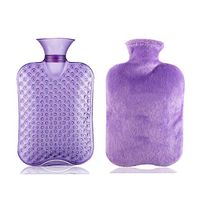 Hot Water Bottle, Water Injection Warm Palace Warm Water Bag Explosion Proof Irrigation Hand Warmer Plush Mini,Purple,1000Ml
