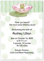 Lily Pad on Green Birth Announcements - Set of 20