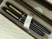 Cross Made in the USA Century II black Lacquer and 23k Gold Appointment Rolled/Filled Ballpoint Pen & 0.5MM Pencil Set