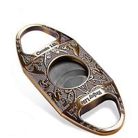 KXDLR Fine Cigar Cutter Stainless Steel Bronze Engraved Double Blade Guillotine Scissors Pocket Cigar Tool, for Smoker,Black