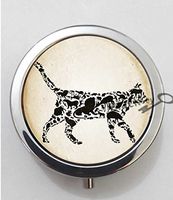 BlackKey Animal Cat Silhouette 3-Compartment Decorative Pocket Gift Box Case Organizer for Pill, Color 1 -442