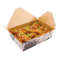 Bio Box 71 oz Rectangle Newsprint Paper Take Out Container - 8 1/2" x 6 1/4" x 2 1/2" - 50 count box - Restaurantware