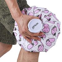 Neotech Care Ice Bag for Injuries, Swelling, Headache, Pain Relief, First Aid - Cold Pack Screw Top Lid - Reusable, Refillable, Flexible & Waterproof Pouch/Bladder Style (5 inch, Strawberry Design)