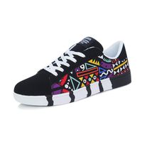 Fashion Graffiti Sneakers Men Casual Lace-Up Colorful Canvas Tennis Gym Sport Shoes REYO