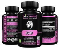 Biotin (Extra Strength) 10000mcg - Premium Hair, Skin and Nail Supplement. Supports Hair Growth, Glowing Skin and Strong Nails - High Potency, Vegan, All Natural, GMO & Sugar Free - 60 Veggie Capsules