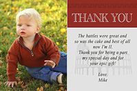 30 Personalized Thank You Cards Red Gladiator Coliseum Roman Design Birthday Party Event + 30 White Envelopes